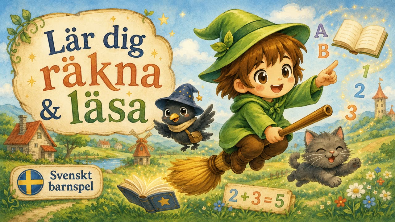Skärmbild från Häxans Lärling, en pedagogisk barnapp där barn tränar bokstäver och bokstavsljud